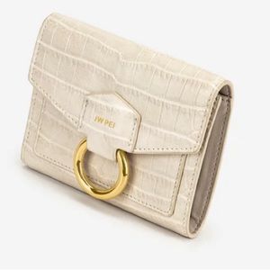 JW Pei Stella Wallet - Ivory Croc | Trifold Vegan Wallet Card Holder